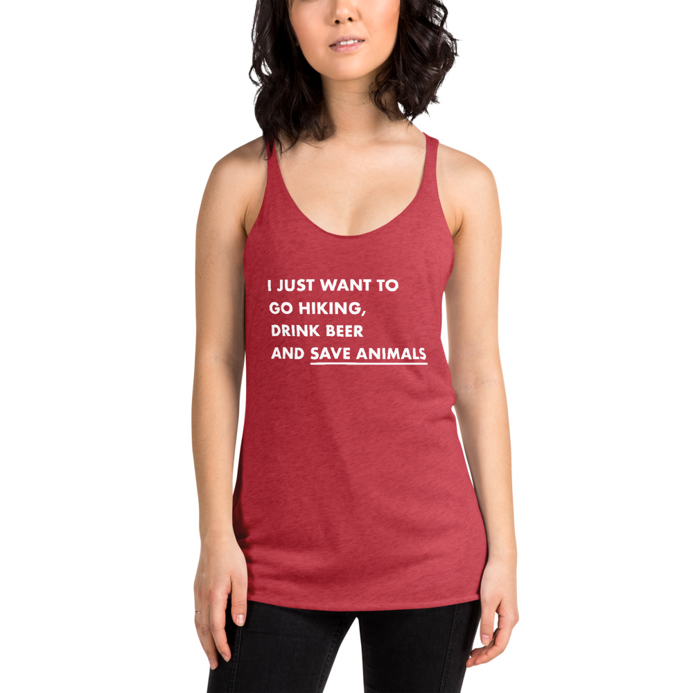 Hike, Beer and Save Animals – Women’s Racerback Tank